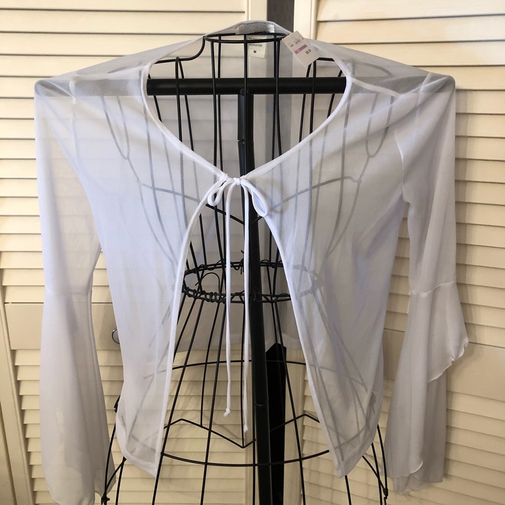 White sheer see thru Cover Up over clothes Size PM